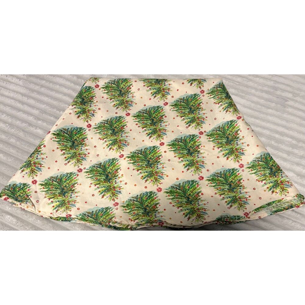 Pioneer Woman Multicolor Christmas Tree Tablecloth 70" Round Cotton Blend